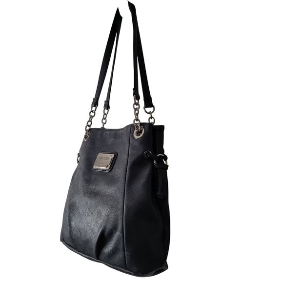 Nicole Miller Black Leather Shoulder Bag 12" X 12" X 4.5" With 12" Strap Drop Si - Picture 6 of 13
